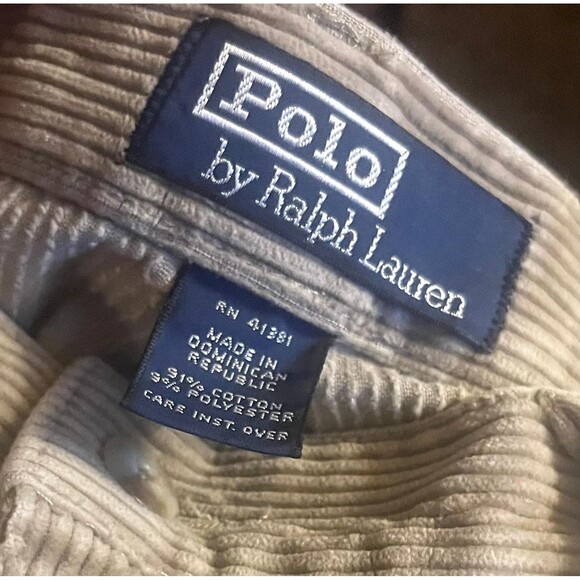 Vintage Polo Ralph Lauren Mens 34x30 Khaki Beige Corduroy Pants - Picture 3 of 6